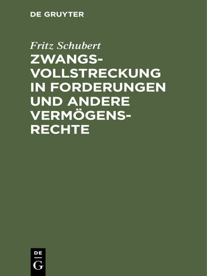 cover image of Zwangsvollstreckung in Forderungen und andere Vermögensrechte